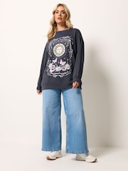 Yours Curve Grey Sun And Moon Print Sweatshirt - Image 2 of 5