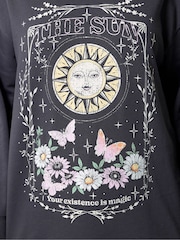 Yours Curve Grey Sun And Moon Print Sweatshirt - Image 4 of 5