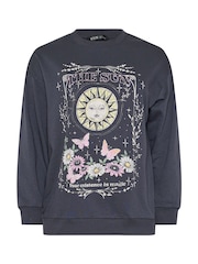 Yours Curve Grey Sun And Moon Print Sweatshirt - Image 5 of 5