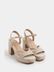 Yours Curve Natural Extra Wide Fit Rope Heel Sandals - Image 2 of 5