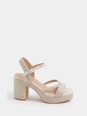 Yours Curve Natural Extra Wide Fit Rope Heel Sandals - Image 3 of 5