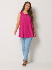 Yours Curve Pink Broderie Anglaise Sleeveless Vest Top - Image 2 of 5