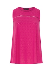 Yours Curve Pink Broderie Anglaise Sleeveless Vest Top - Image 5 of 5