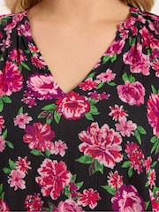 Yours Curve Pink Floral Notch Neck Blouse - Image 4 of 5