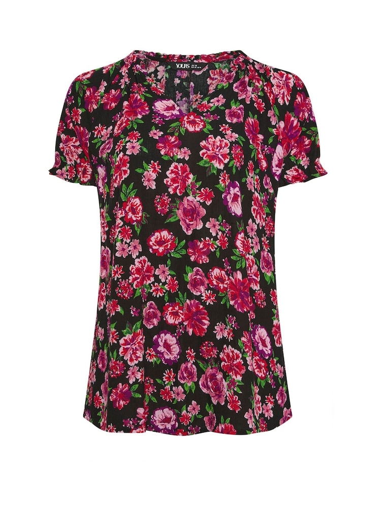Yours Curve Pink Floral Notch Neck Blouse - Image 5 of 5 Yours Curve Pink Floral Notch Neck Blouse - Image 5 of 5