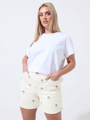 Yours Curve Limited Broderte Denimshorts - Bilde 1 av 4