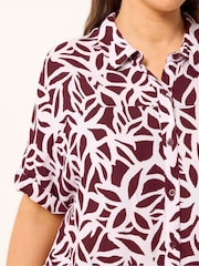 Yours Curve Red Abstract Crinkle Shirt - Image 4 of 5