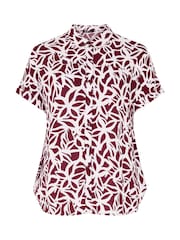 Yours Curve Red Abstract Crinkle Shirt - Image 5 of 5