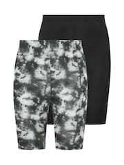 Yours Curve Black Ground Cycling Shorts 2 Pack - Image 6 of 8
