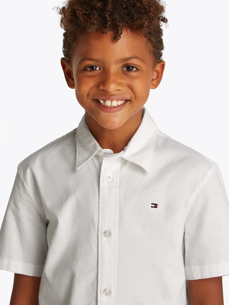 Tommy Hilfiger Essential Flag Embroidery Short Sleeve Oxford Shirt - Imaginea 3 din 3