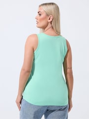 Yours Curve Green Limited Embroidered Floral Vest Top - Image 2 of 5