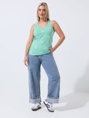 Yours Curve Green Limited Embroidered Floral Vest Top - Image 3 of 5