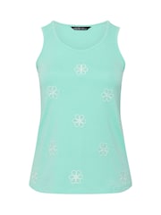 Yours Curve Green Limited Embroidered Floral Vest Top - Image 4 of 5