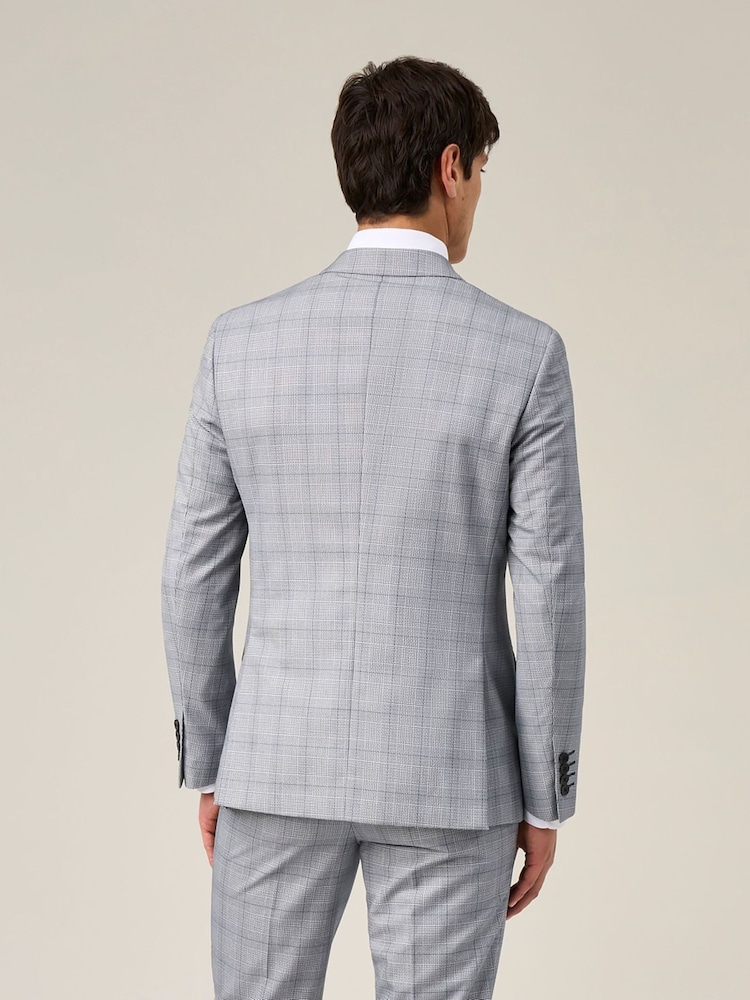 Skopes Grey Double Breasted Fit Anello Check Suit Jacket - Image 2 of 7