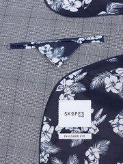 Skopes Grey Double Breasted Fit Anello Check Suit Jacket - Image 10 of 10