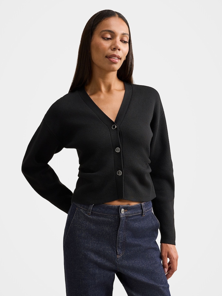 Forever New Black Aurelia Structured Knitted Cardigan - Image 1 of 5