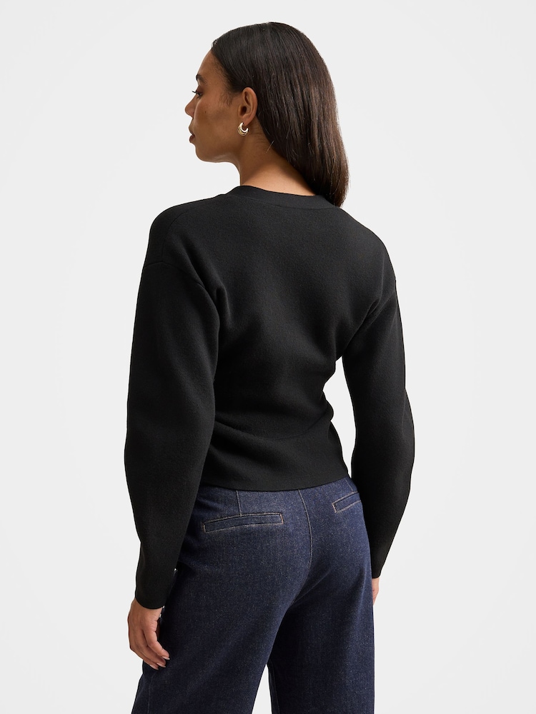 Forever New Black Aurelia Structured Knitted Cardigan - Image 2 of 5