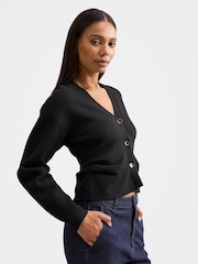 Forever New Black Aurelia Structured Knitted Cardigan - Image 4 of 5
