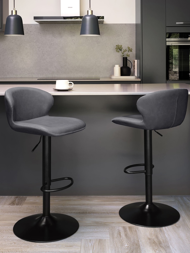Bentley Designs Vintage Dark Grey Rosso Gaslift 360° Swivel Barstool - Image 1 of 5