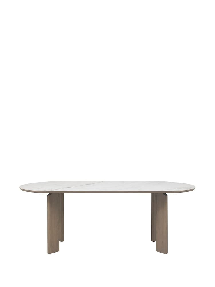 Bentley Designs Grey Oiled Oak White Duo Ceramic 6 Seater Table - Image 6 of 6
