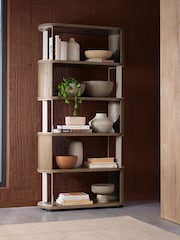 Bentley Designs Grey Oiled Oak Duo Open Display Unit - Image 1 of 4