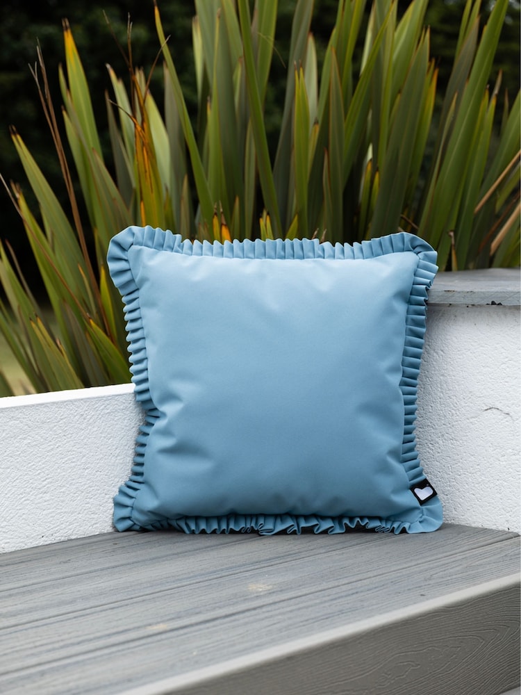 Extreme Lounging Sea Blue Outdoor Frill B Cushion Twin Pack - Image 3 of 3 Extreme Lounging Sea Blue Outdoor Frill B Cushion Twin Pack - Image 3 of 3