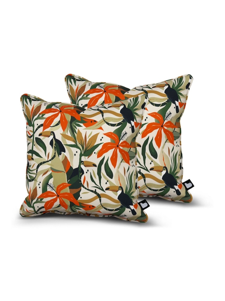 Extreme Lounging 2 Pack Pecan White Outdoor Toucan B Cushions - Image 1 of 3
