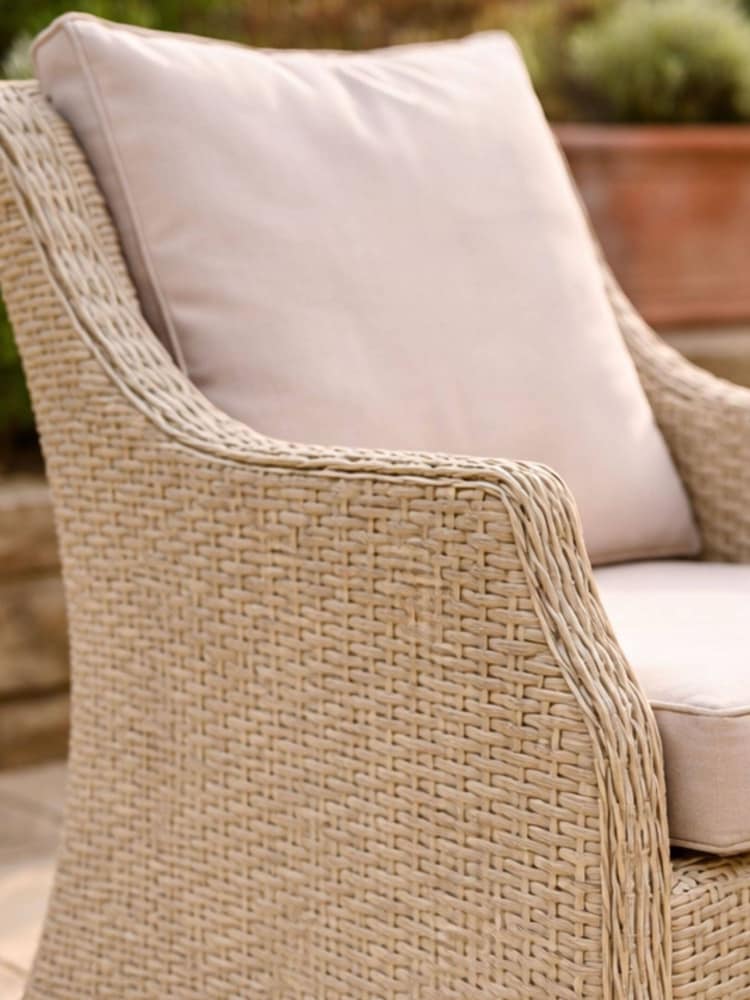 Bramblecrest Sandstone Woodchester 3 Seat Sofa with 2 Sofa Chairs Rectangle Adjustable Table and Bench - Image 2 of 5