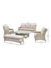 Bramblecrest Sandstone Woodchester 3 Seat Sofa with 2 Sofa Chairs Rectangle Adjustable Table and Bench - Image 3 of 5