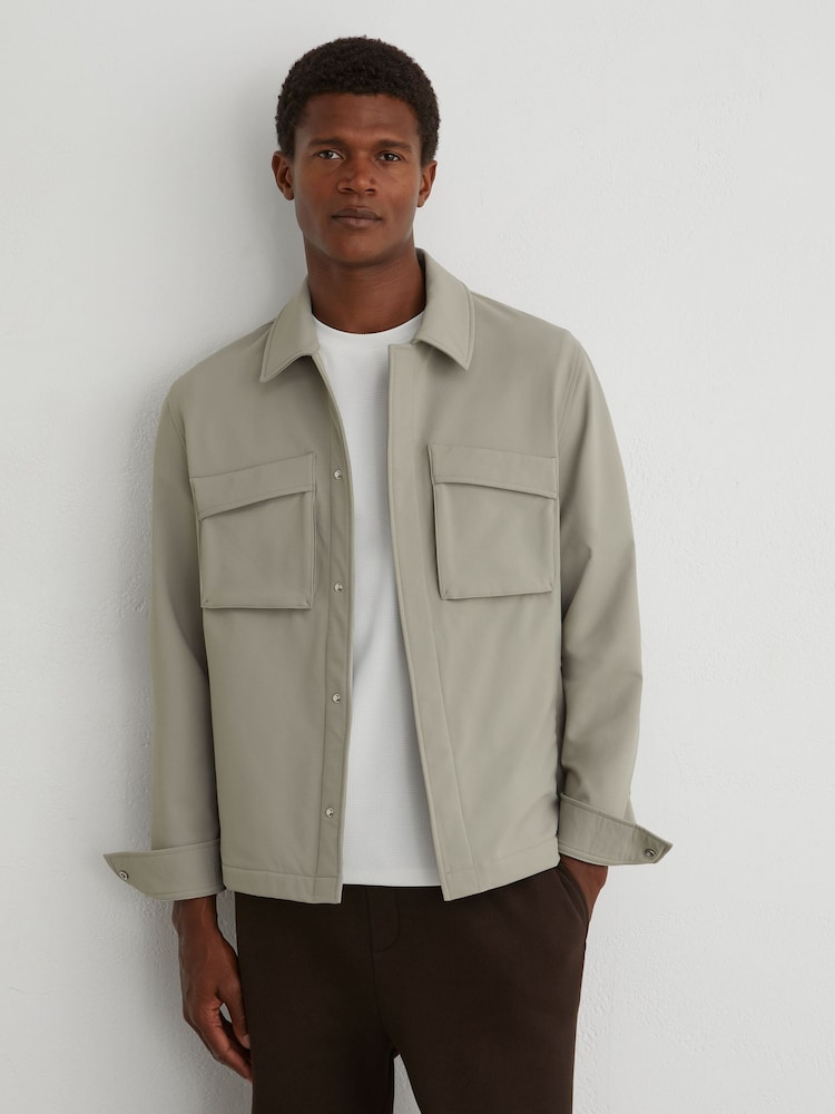 Reiss Stone Divide Technical Twin-Pocket Overshirt - Image 1 of 7 Reiss Stone Divide Technical Twin-Pocket Overshirt - Image 1 of 7