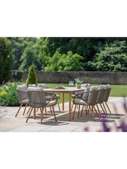 Bramblecrest Fern Green Helsinki Rectangle Dining Table with 8 Chairs Parasol and Base - Image 2 of 4