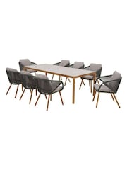 Bramblecrest Fern Green Helsinki Rectangle Dining Table with 8 Chairs Parasol and Base - Image 5 of 6