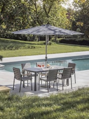 Bramblecrest Anthracite Siena Rectangle Table with 6 Armchairs, Parasol and Base - Image 1 of 7