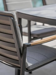 Bramblecrest Anthracite Siena Rectangle Table with 6 Armchairs, Parasol and Base - Image 3 of 7