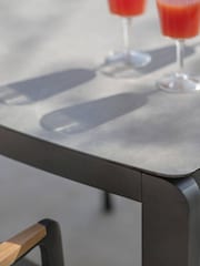 Bramblecrest Anthracite Siena Rectangle Table with 6 Armchairs, Parasol and Base - Image 4 of 7