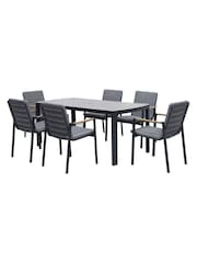 Bramblecrest Anthracite Siena Rectangle Table with 6 Armchairs, Parasol and Base - Image 5 of 7