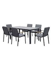 Bramblecrest Anthracite Siena Rectangle Table with 6 Armchairs, Parasol and Base - Image 6 of 7