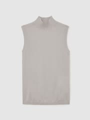 Reiss Grey Evelyn Merino Wool Funnel-Neck Sleeveless Top - Image 2 of 7