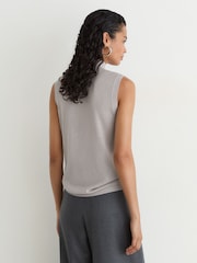Reiss Grey Evelyn Merino Wool Funnel-Neck Sleeveless Top - Image 5 of 7