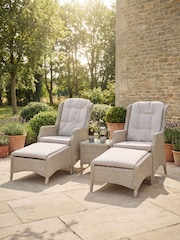 Bramblecrest Sandstone Woodchester 2 x Recliner Chairs with Footstools and Side Table - Image 1 of 5