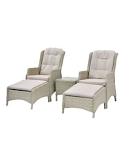 Bramblecrest Sandstone Woodchester 2 x Recliner Chairs with Footstools and Side Table - Image 4 of 5