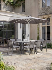 Bramblecrest Anthracite Siena Rectangle Table with 8 Armchairs, Parasol and Base - Image 1 of 6
