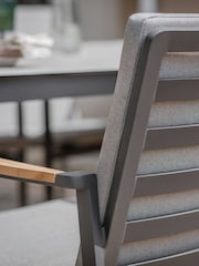 Bramblecrest Anthracite Siena Rectangle Table with 8 Armchairs, Parasol and Base - Image 3 of 6