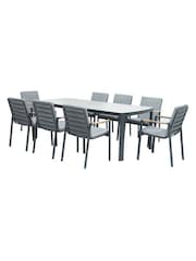 Bramblecrest Anthracite Siena Rectangle Table with 8 Armchairs, Parasol and Base - Image 5 of 6