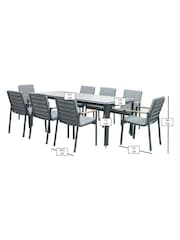 Bramblecrest Anthracite Siena Rectangle Table with 8 Armchairs, Parasol and Base - Image 6 of 6