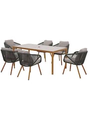 Bramblecrest Fern Green Helsinki Rectangle Dining Table with 6 Chairs, Parasol and Base - Image 5 of 6