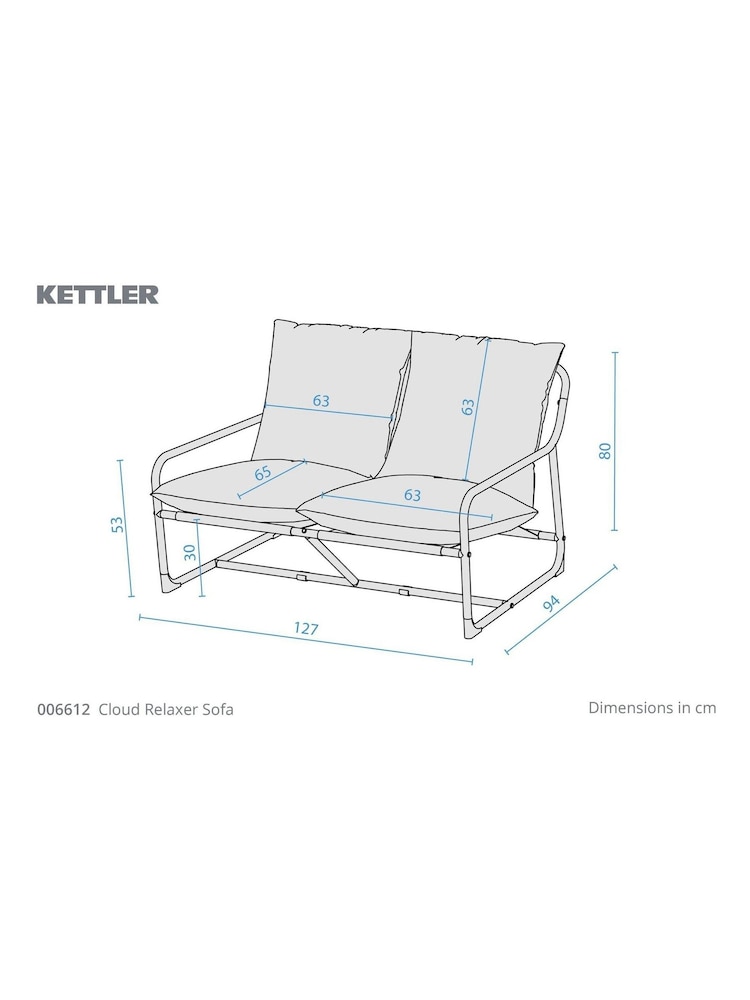 Kettler Nordic Blue Cloud Garden 2 Seater Relaxed Chair - Image 3 of 3 Kettler Nordic Blue Cloud Garden 2 Seater Relaxed Chair - Image 3 of 3