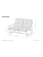 Kettler Burnt Orange Cloud Garden 2 Seater Relaxed Chair - Image 3 of 3