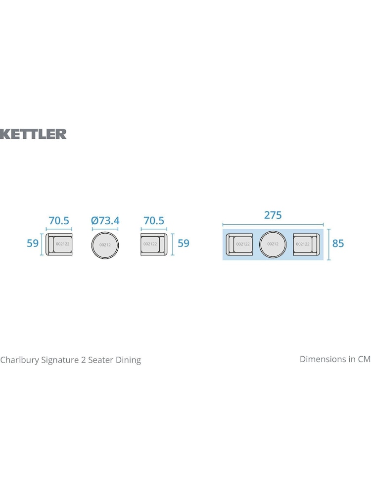 Kettler Natural Charlbury Garden Bistro Dining Set - Image 6 of 6