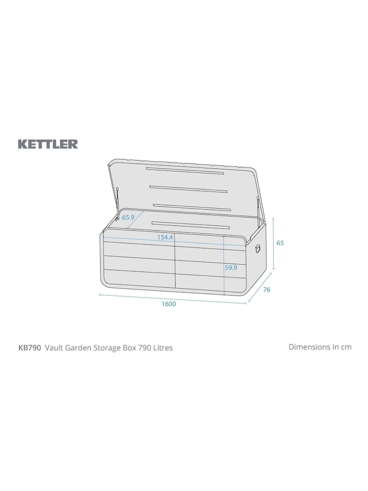 Kettler Grey Vault Garden Storage Box 790L - Image 4 of 4 Kettler Grey Vault Garden Storage Box 790L - Image 4 of 4